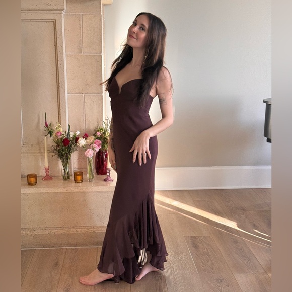 🔥NWT🔥 ASOS Corset Dress w Ruffle Asymmetrical Hem - Picture 14 of 16